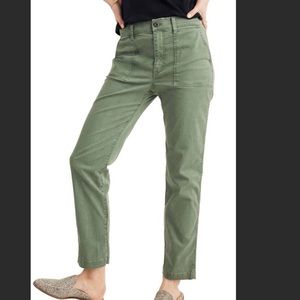 Madewell Stovepipe High-Rise Fatigue Green Pant 25